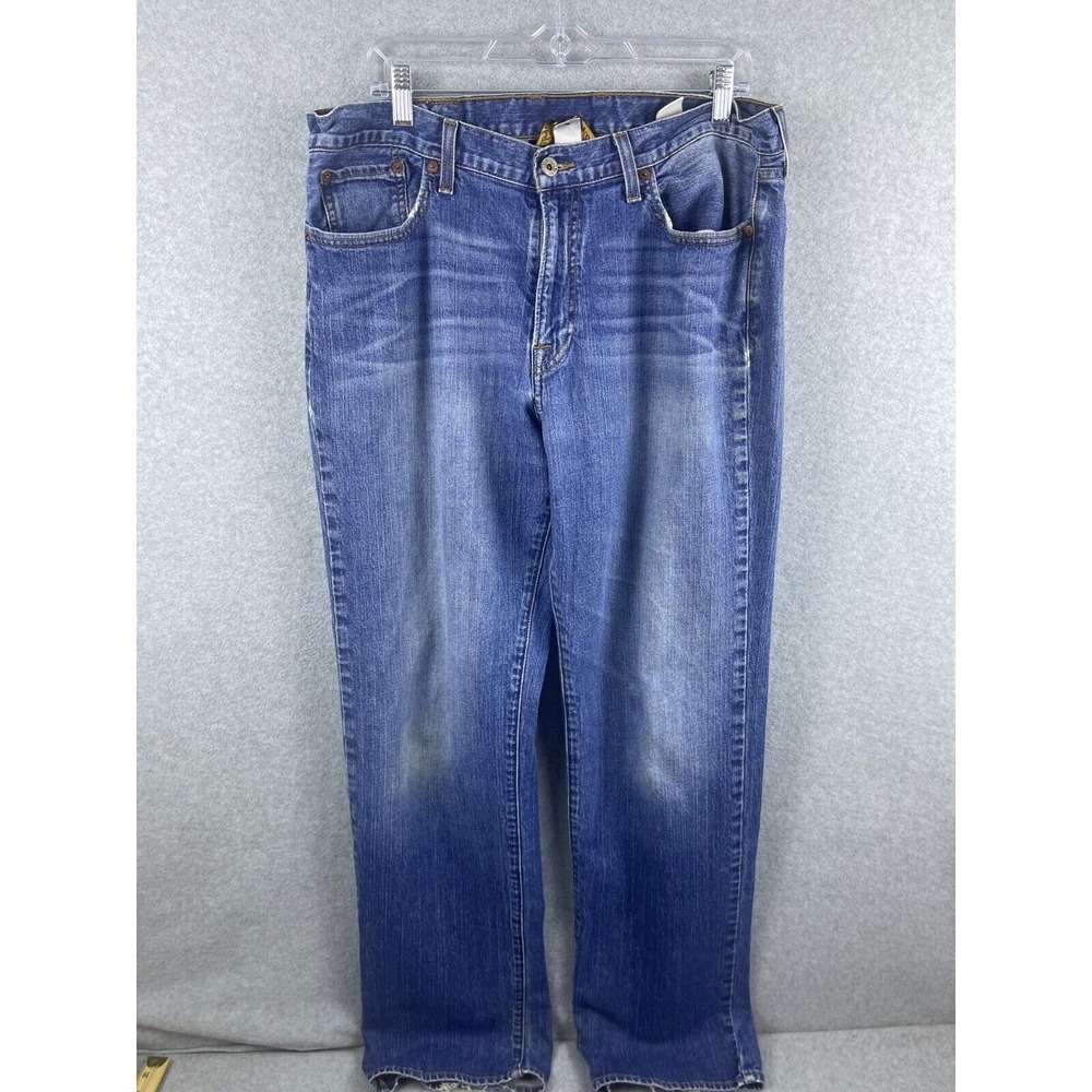 Lucky Brand Jeans Men's 36 Blue Distressed Straight Leg Cowboy Classic‎